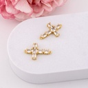 Enlace de cruz con zirconias baño 18k