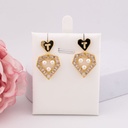 Aretes colgantes de corazon zirconias baño 18k
