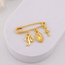 Broche prendedor con colgantes religioso baño 18k
