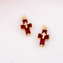 Dije de cruz con zirconias baño 18k roja