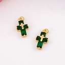 Dije de cruz con zirconias baño 18k verde