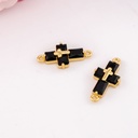 Dije de cruz con zirconias baño 18k negro
