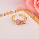 Anillo ajustable de chongo con zirconias baño 18k