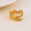 Anillo ajustable chunky con zirconias baño 18k