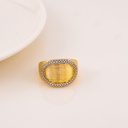 Anillo chunky doble tono con zirconias baño 18k