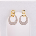 Aretes doble tono con zirconias baño 18k