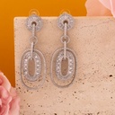 Aretes colgantes con zirconias baño 18k plat