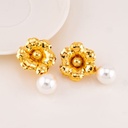 Aretes de flor colgantes con perlas baño 18k