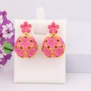 Aretes colgantes de flores baño 18k rosa