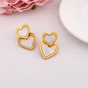 Aretes de colgantes de corazon con madre perla acero inoxidable