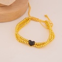 Pulsera ajutable de corazon con zirconias baño 18k
