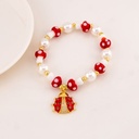 Pulsera elastica de hongos con colgante de mariquita baño 18k