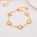 Pulsera de corazones con madre perla y zirconias baño 18k