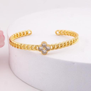 Brazalete de trebol con zirconias baño 18k