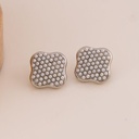 Aretes stud de trebol con perlas baño 18k