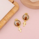 Dije medalla religiosa con colgante de cruz baño 18k