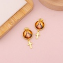 Dije medalla religiosa con colgante de cruz baño 18k