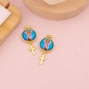 Dije medalla religiosa con colgante de cruz baño 18k