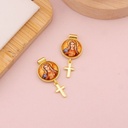 Dije medalla religiosa con colgante de cruz baño 18k
