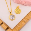 Dije medalla religiosa San Benito doble tono pequeña con portadije baño 18k