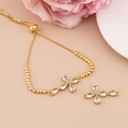 Enlace de cruz con zirconias baño 18k