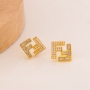 Aretes stud de marca con perlas y zirconias baño 18k