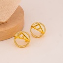 Aretes stud redondos de marca con zirconias baño 18k