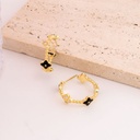 Argollas de trebol esmaltadas y zirconias baño 18k