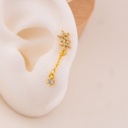 Piercing de flor con colgantes con zirconias baño 18k