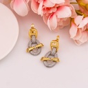 Aretes colgantes doble tono con zirconias baño 18k
