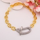Collar chunky doble tono con zirconias baño 18k