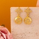 Aretes colgantes de marca con zirconias baño 18k