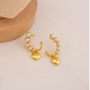 Aretes con perlas y colgante de corazon baño 18k