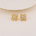 Aretes stud de trebol con zirconias baño 18k