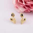 Aretes stud de tulipan con zirconias baño 18k
