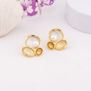 Aretes stud esmaltados con perlas baño 18k