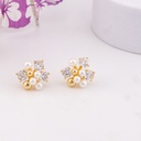 Aretes stud de perlas y zirconias baño 18k