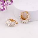 Argollas esmaltadas con perlas baño 18k