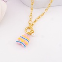 Collar con colgante de pez baño 18k