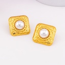 Aretes stud cuadrados con perlas acero inoxidable