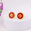 Aretes stud de marca acero inoxidable rojos