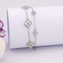 Pulsera de trebol con zirconias baño 18k plateada