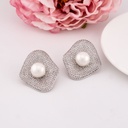 Aretes con perlas y zirconias baño 18k plat