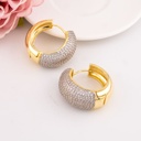 Argollas doble tono con zirconias baño 18k