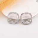 Aretes cuadrados con zirconias baño 18k plat