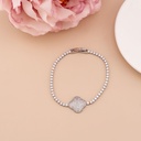 Pulsera de trebol con zirconias baño 18k plat