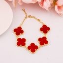 Pulsera chunky de trebol baño 18k rojo