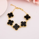Pulsera chunky de trebol baño 18k negro