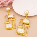 Aretes colgantes de perlas barrocas engastado en Goldfilled