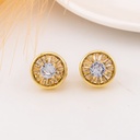 Aretes stud de presion redondos con zirconias baño 18k